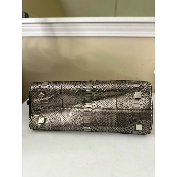 Michael Kors Runway Collection Gia Satchel Python Handbag Purse - Anthracite - Picture 9 of 13